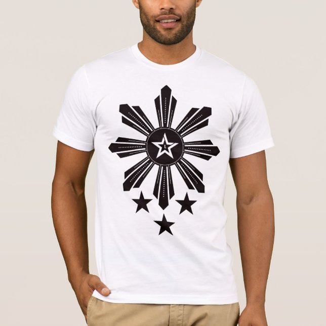 Filipino Sun and Stars - Black T-Shirt (Front)