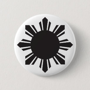 Filipino Sun - Black 6 Cm Round Badge