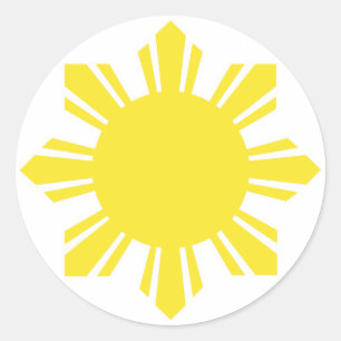 Filipino Sun - Yellow Classic Round Sticker