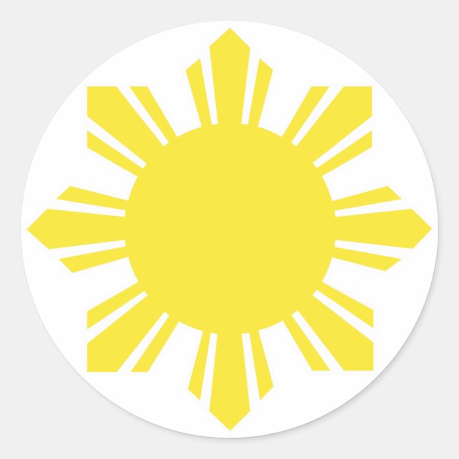 Filipino Sun - Yellow Classic Round Sticker (Front)