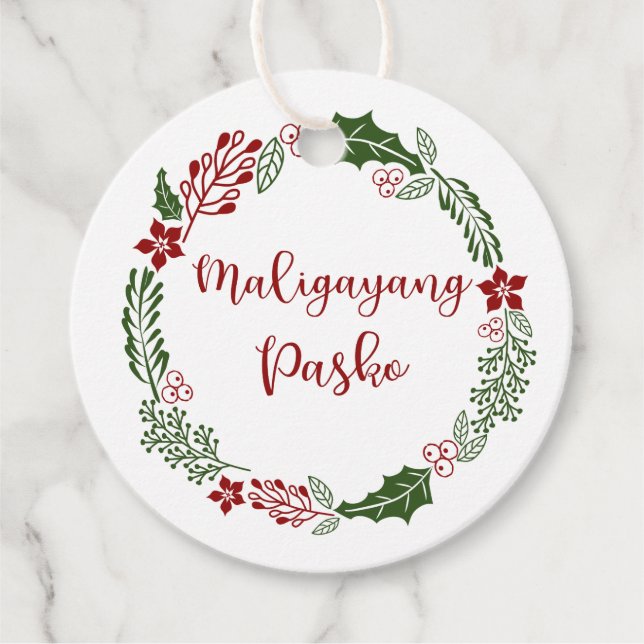 Filipino Tagalog Merry Christmas, Custom Favour Tags (Front)