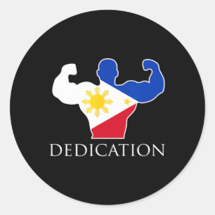 Filipino Weightlifting Philippines Flag Bodybuilde Classic Round Sticker