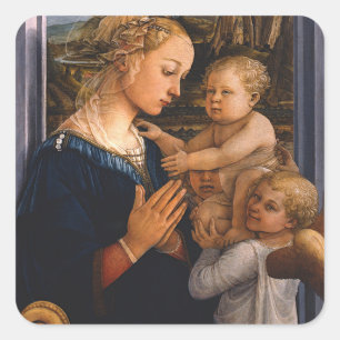 Filippo Lippi- Madonna And Child With Two Angels Square Sticker