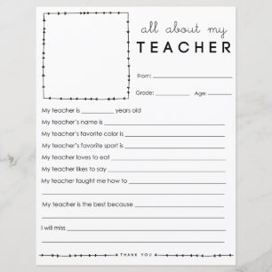 Fill in Blank All About My Teacher