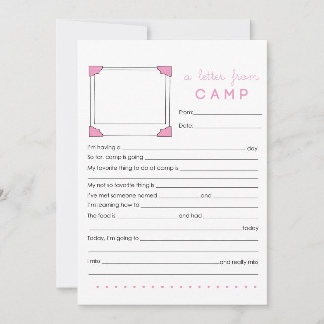 Fill in Camp Stationery Card (Front)