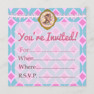 Fill-In Cute Retro Kitty Custom Blank - Invitation