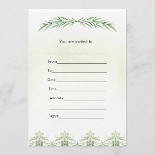 Fill in invitation greenery branch watercolor
