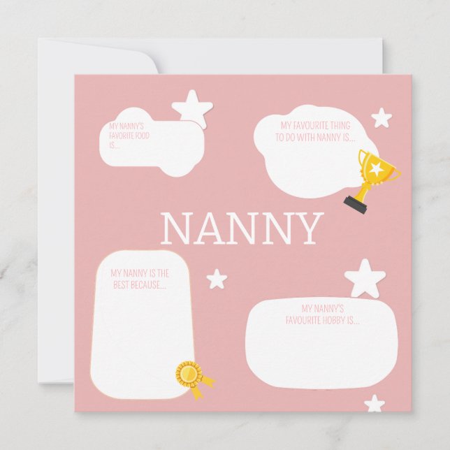 Fill in the blank Nanny Mother's day  Holiday Card (Front)
