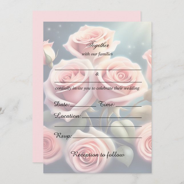 Fill In The Blank Wedding Floral Invitation (Front/Back)