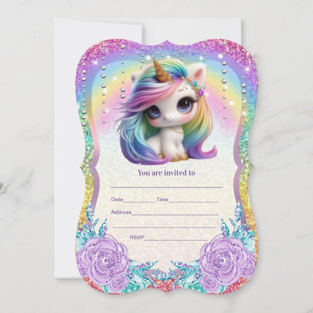 Fill in Unicorn  Invitation (Front)