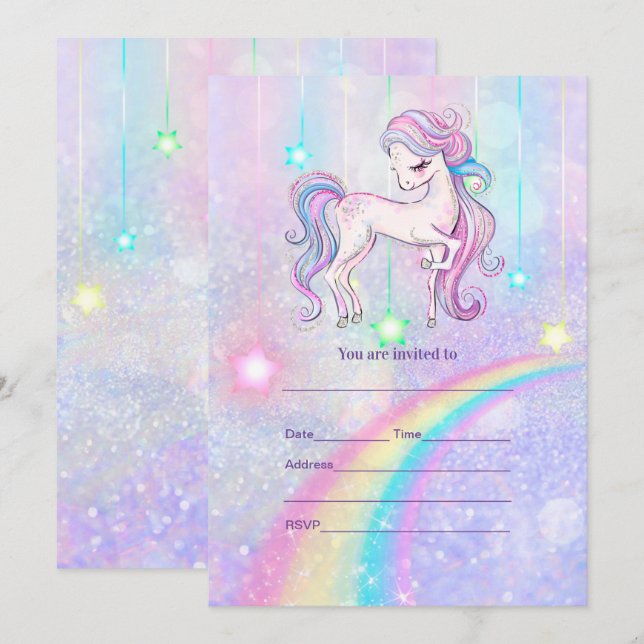 Fill in Unicorn  Invitation (Front/Back)