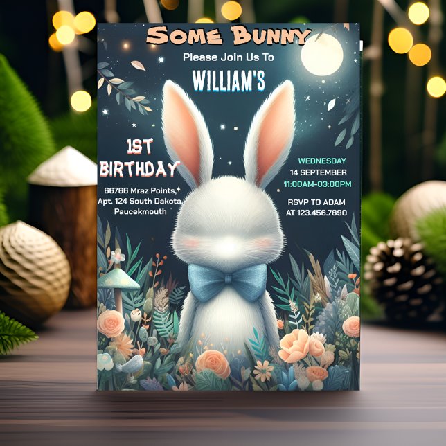 Fill Nature Some Bunny Is Turning One 1st Birthday Invitation (Creator Uploaded)