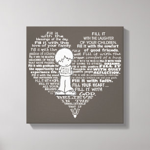 Fill Your Heart-Dark Brown/White Letters Canvas Print