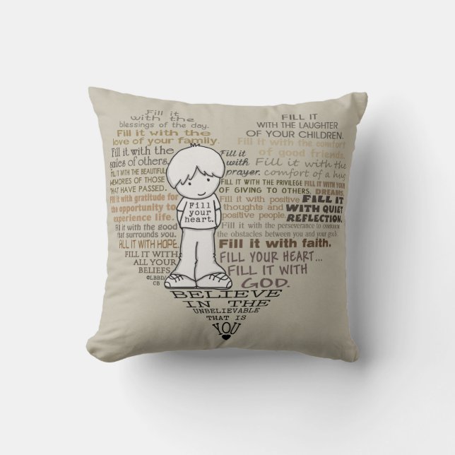 Fill Your Heart-Tan Cushion (Front)