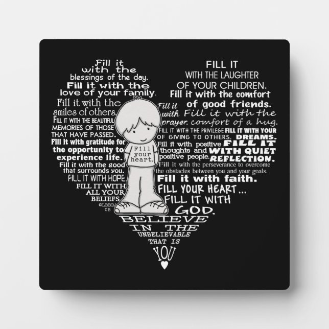 Fill Your Heart-White Letters Plaque (Front)