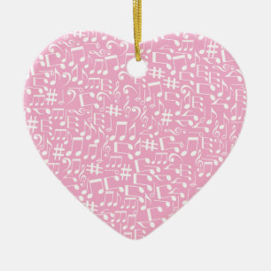 Fill Your Heart With Music Dancing White Notes Ceramic Ornament