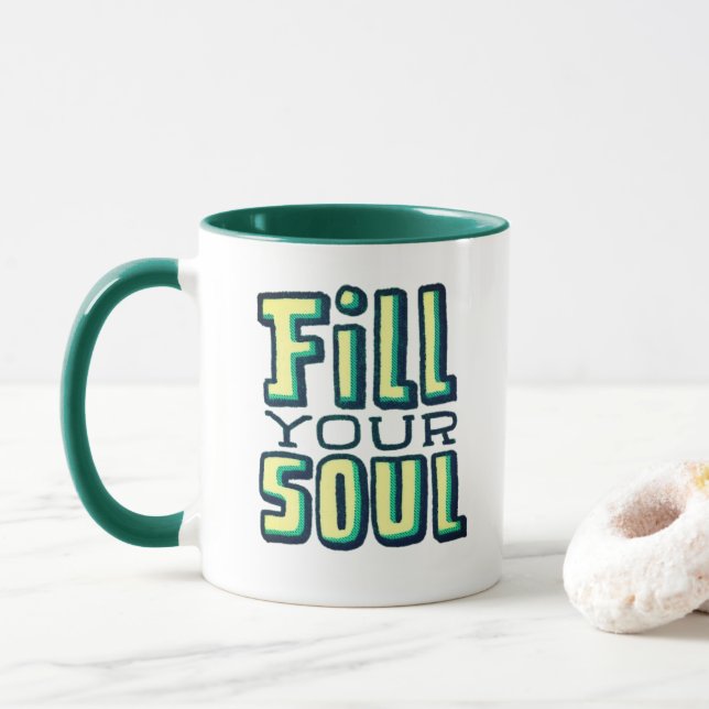 Fill Your Soul - Retro Motivational Mug (With Donut)
