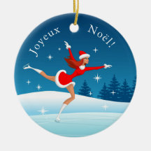 Fille de patinage artistique joyeux Noël Ornament