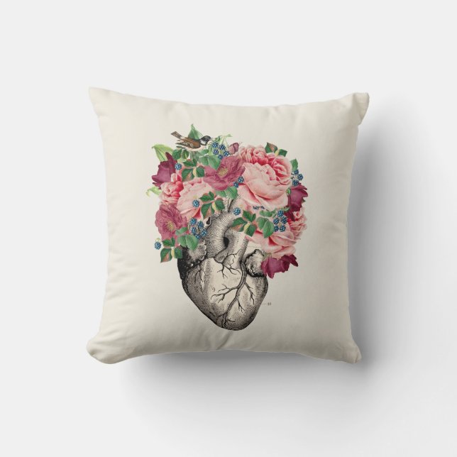 Filled to Overflowing Anatomical Heart Cushion (Front)