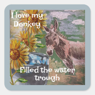 filled trough  today( female donkey) squar square sticker