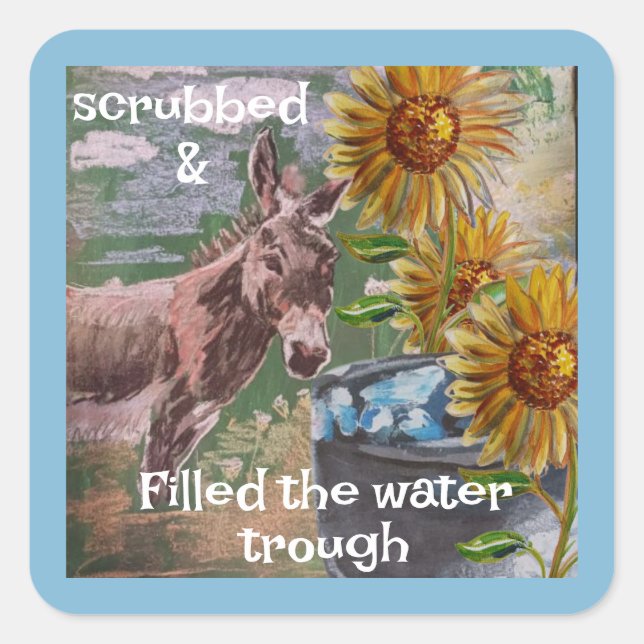 filled trough  today( female donkey) squar square  sticker (Front)