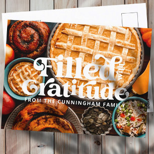 Filled with Gratitude Happy Thanksgiving Holiday Postcard