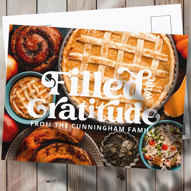 Filled with Gratitude Happy Thanksgiving Holiday Postcard (Creator Uploaded)