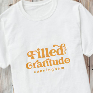 Filled with Gratitude Vintage Thanksgiving Family T-Shirt