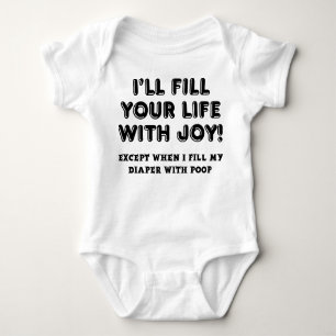Filled With Joy And Poop Funny Romper Baby Bodysuit