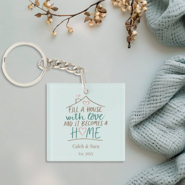 Filled with Love Customisable Housewarming Key Ring (Filled with Love Housewarming Personalized Keychain)