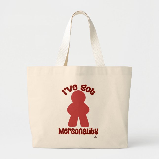 Filled With Mersonality Game Piece Statement Large Tote Bag (Front)