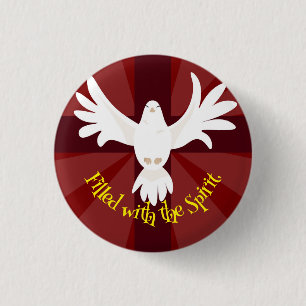 Filled with the Spirit Dove with Cross Pentecost 3 Cm Round Badge