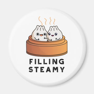 Filling Steamy Cute Dimsum Bao Pun Magnet