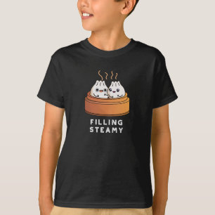 Filling Steamy Funny Dimsum Bao Pun Dark BG T-Shirt