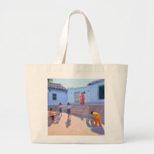 Filling Water Buckets Rajasthan India Large Tote Bag