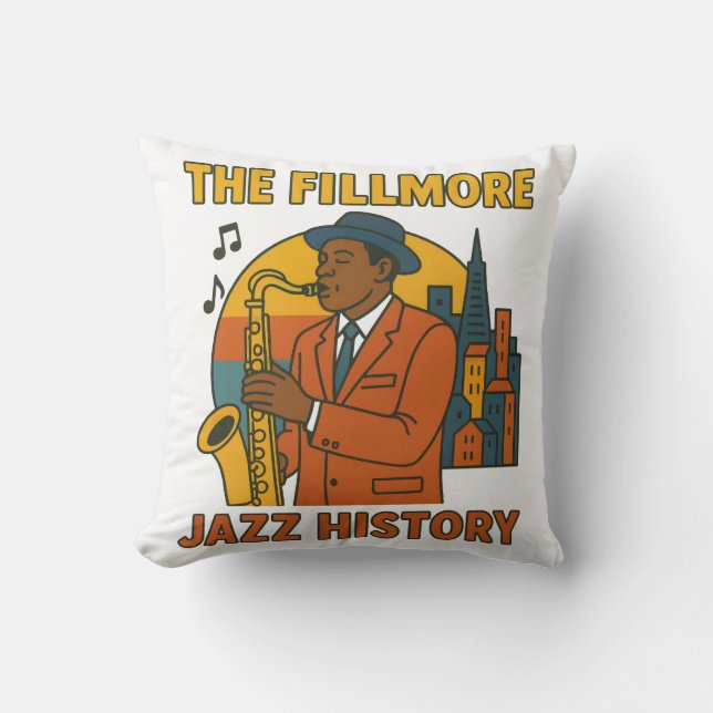 Fillmore Jazz History Throw Pillow (Front)
