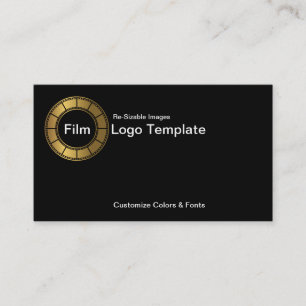 Film Business Card Design Metallic Gold Film Strip