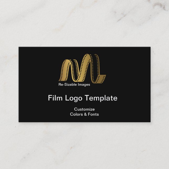 Film Business Card Design Metallic Gold Film Strip (Front)
