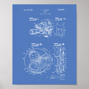 Film Camera 1940 Patent Art - Blueprint Poster