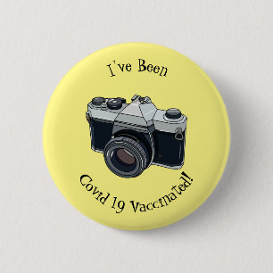 Film camera cartoon illustration 6 cm round badge