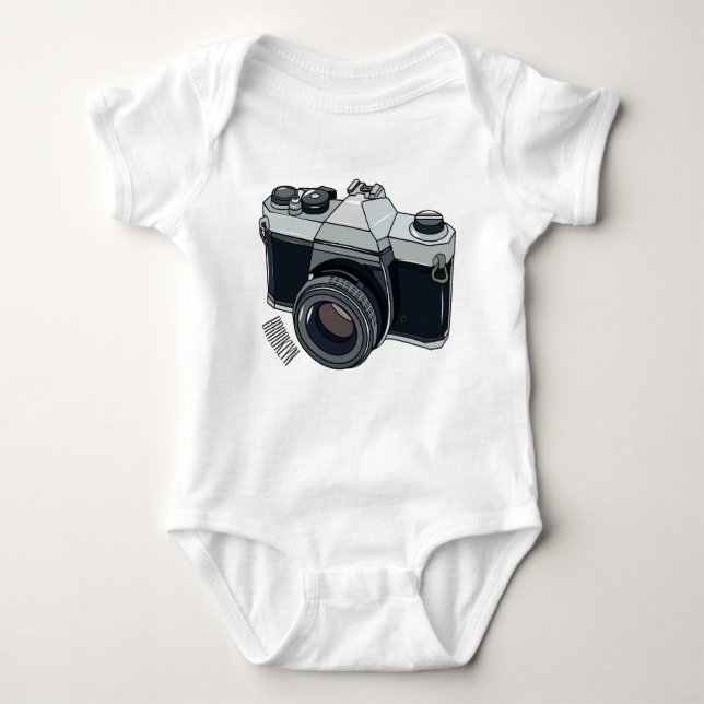 Film camera cartoon illustration baby bodysuit (Front)