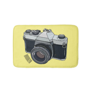 Film camera cartoon illustration bath mat