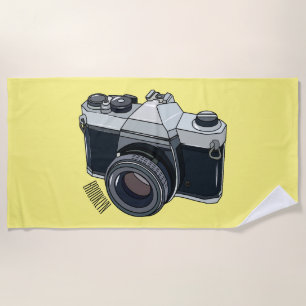 Film camera cartoon illustration beach towel