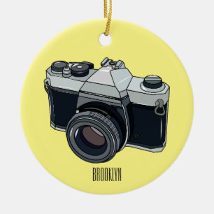 Film camera cartoon illustration ceramic ornament