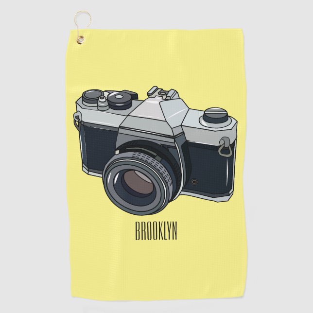 Film camera cartoon illustration golf towel (Front)