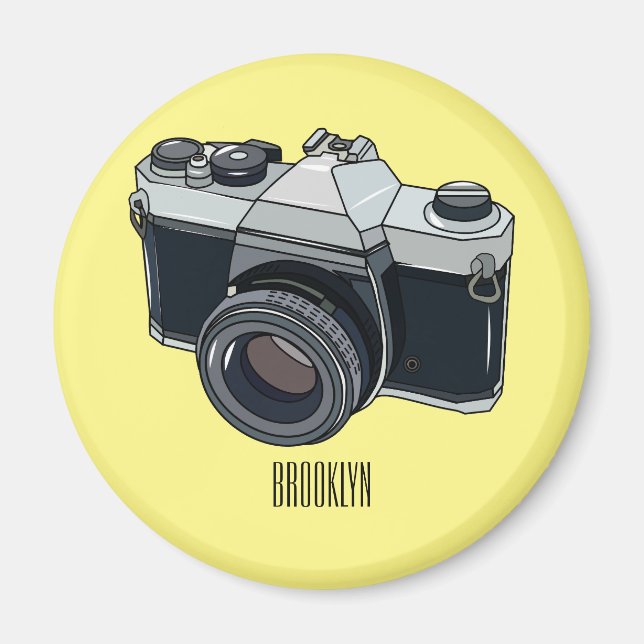 Film camera cartoon illustration magnet (Front)