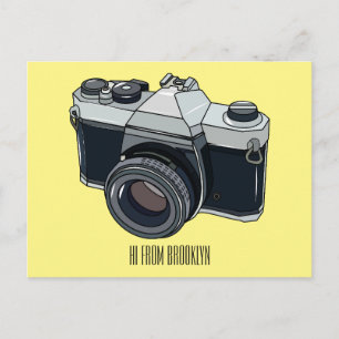 Film camera cartoon illustration postcard