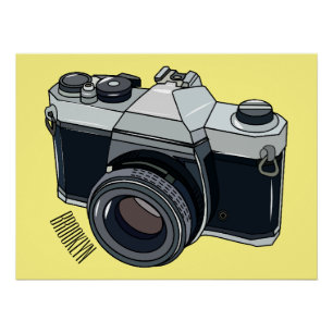 Film camera cartoon illustration poster