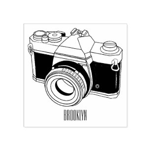Film camera cartoon illustration rubber stamp