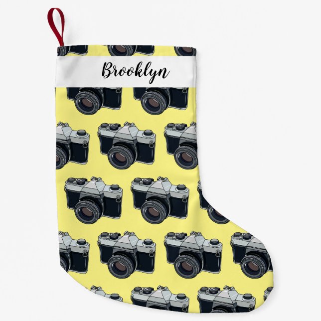 Film camera cartoon illustration small christmas stocking (Front)